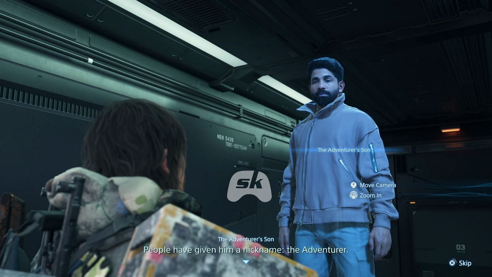 Sam interacting with The Adventurer’s son (Image via Sportskeeda Gaming / Sony Interactive Entertainment)